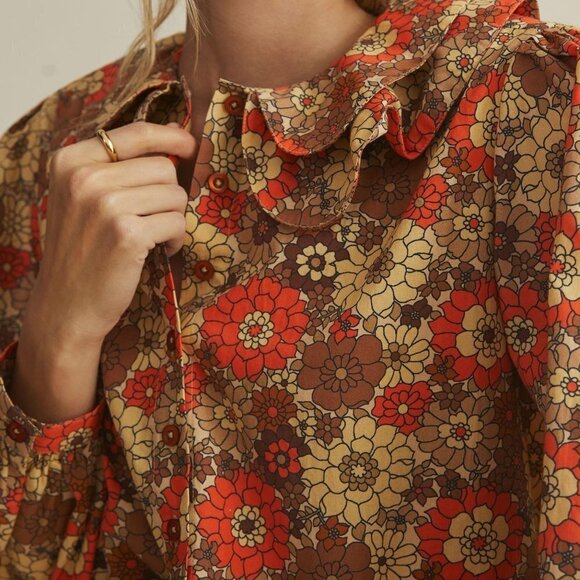 Stella Pardo Puff-Sleeved Floral Blouse size S NWT - Picture 3 of 10